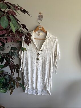 Lost in lunar Relaxed White Button midi dress